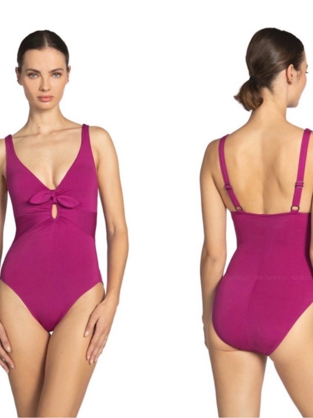 Robin Piccone Ava Knot Plunge Underwire One-Piece Swimsuit
